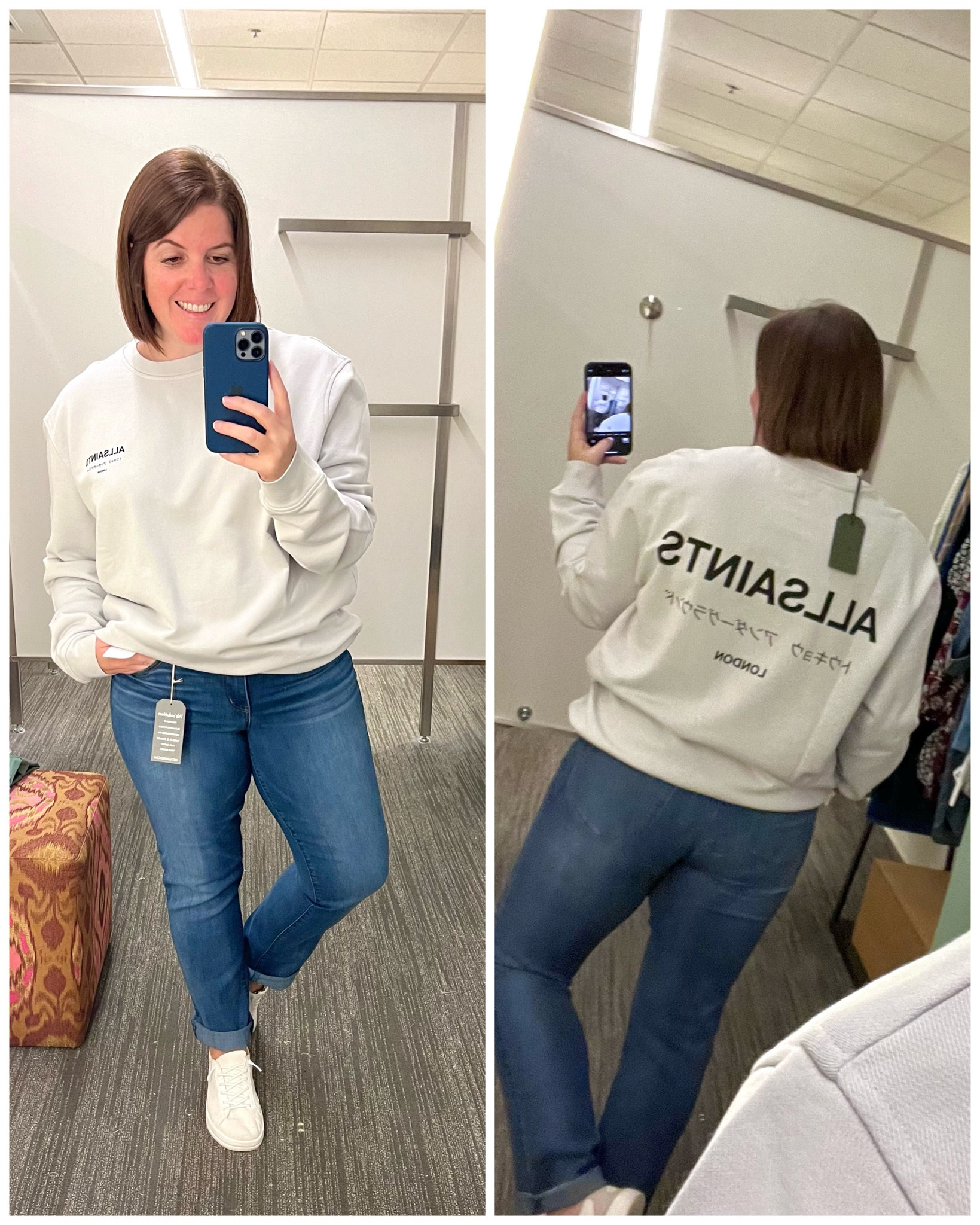 This one was for fun! I found myself in the men’s section and stumbled upon this AllSaints sweatshirt! The sweatshirt is super comfy and is men’s, so you can size down depending on the fit you want! The sweatshirt also comes in black and it is on sale for $109.99! 

#LTKsalealert #LTKxNSale #LTKstyletip