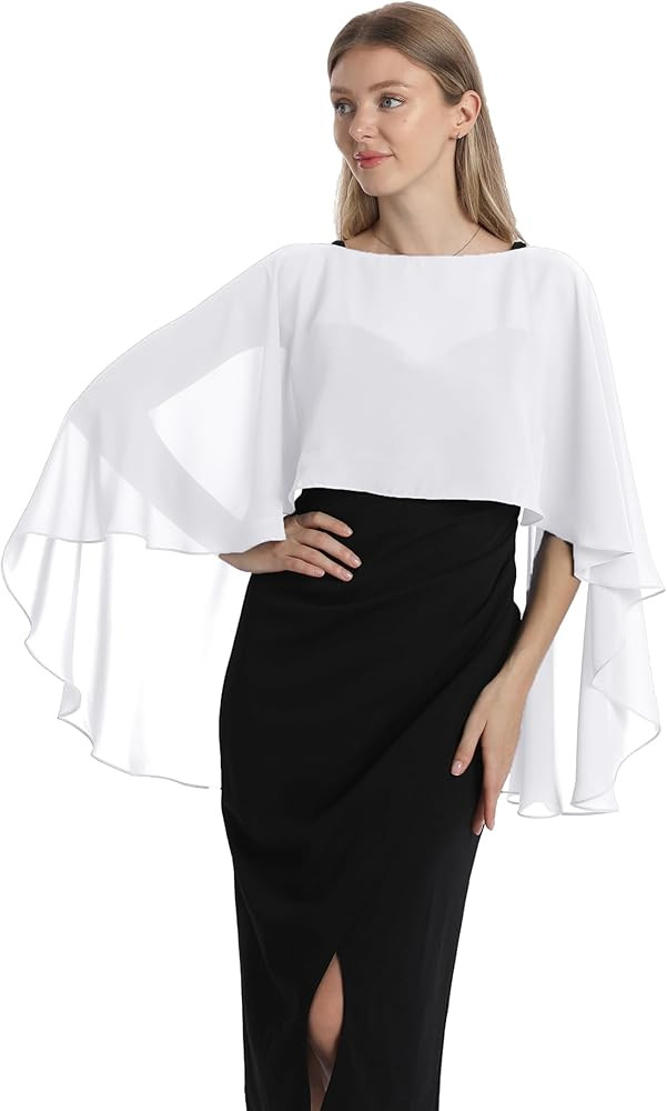 Capelets for women Chiffon Cape Shawls and Wraps for Evening Dress Wedding Capes Cover Up | Amazon (US)