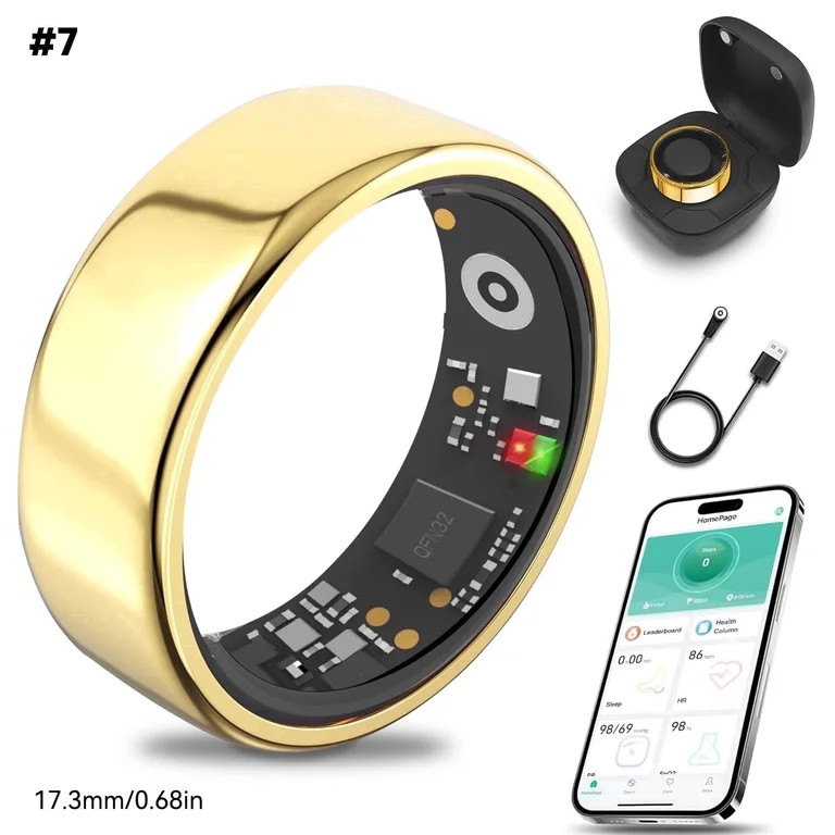 HIVISUALS Health & Fitness Tracking Ring | Sleep Monitor | 5-Day Battery & IP68 Waterproof | Gold... | Walmart (US)