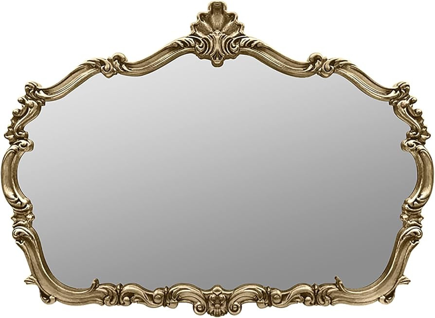 Amazon.com: Large Baroque Mirror for Wall Decorative, Vintage Wall Mirror, Antique Wooden Frame A... | Amazon (US)