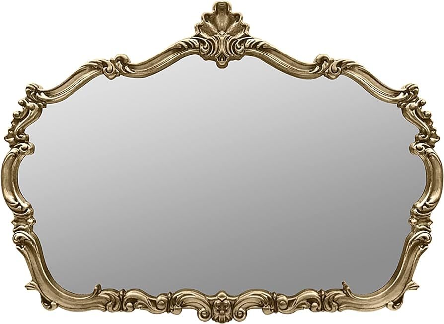 Amazon.com: Large Baroque Mirror for Wall Decorative, Vintage Wall Mirror, Antique Wooden Frame A... | Amazon (US)