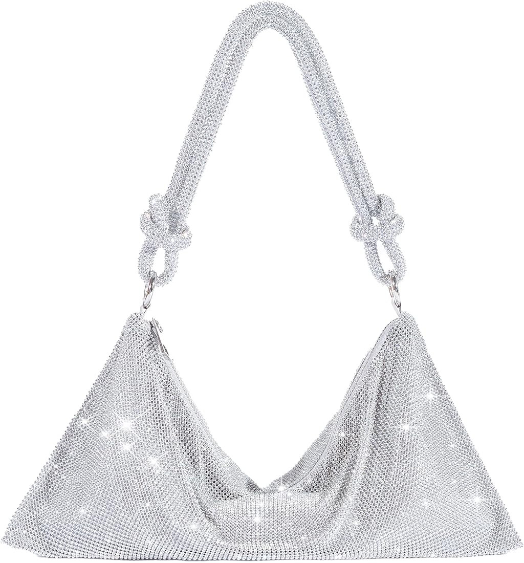 TOPALL Rhinestone Purse Sparkly Bag Silver Diamond Purses for Women Upgrade Evening Prom Rhinesto... | Amazon (US)