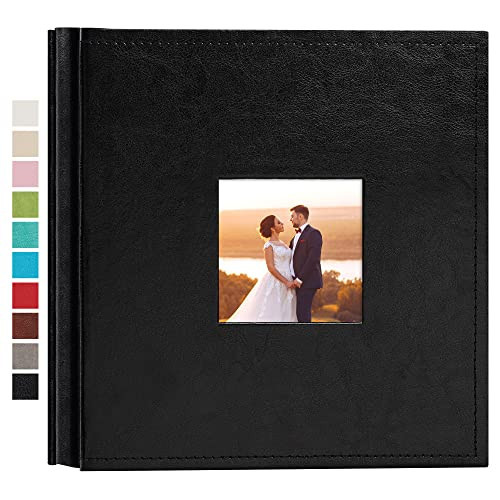 potricher Small Photo Album 4x6 200 Photos Leather Cover Picture Book with 200 Horizontal Pockets for Family Wedding Anniversary and Baby (Black) | Amazon (US)