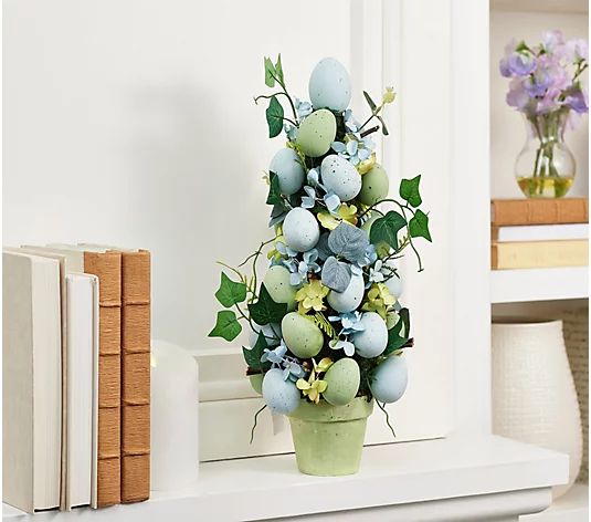 18" Egg and Flower Topiary by Valerie | QVC