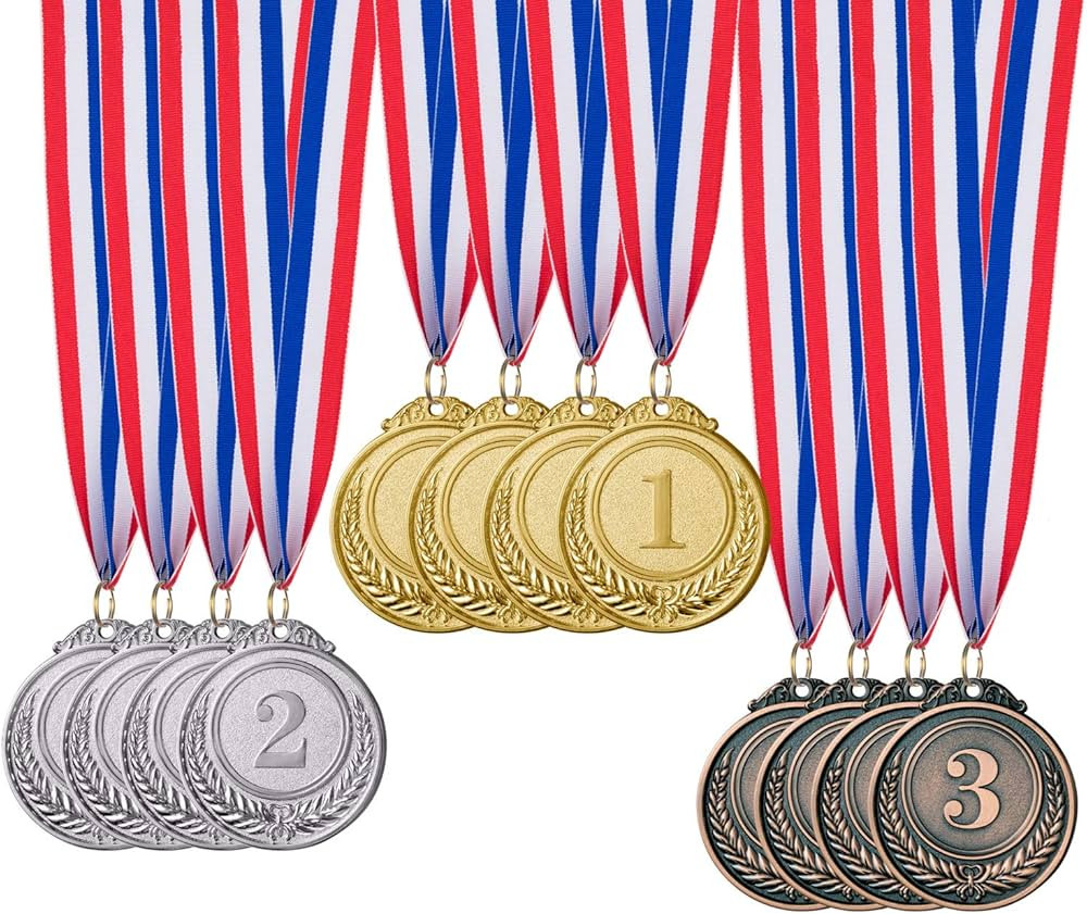 12 Pieces Gold Silver Bronze Award Medals-Winner Medals Gold Silver Bronze Prizes for Competition... | Amazon (US)
