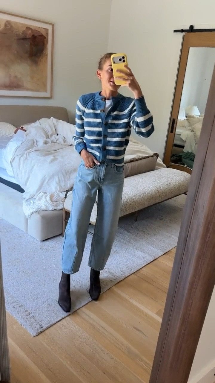 Striped cardigan  + barrel jeans on sale for target circle deals! ✨