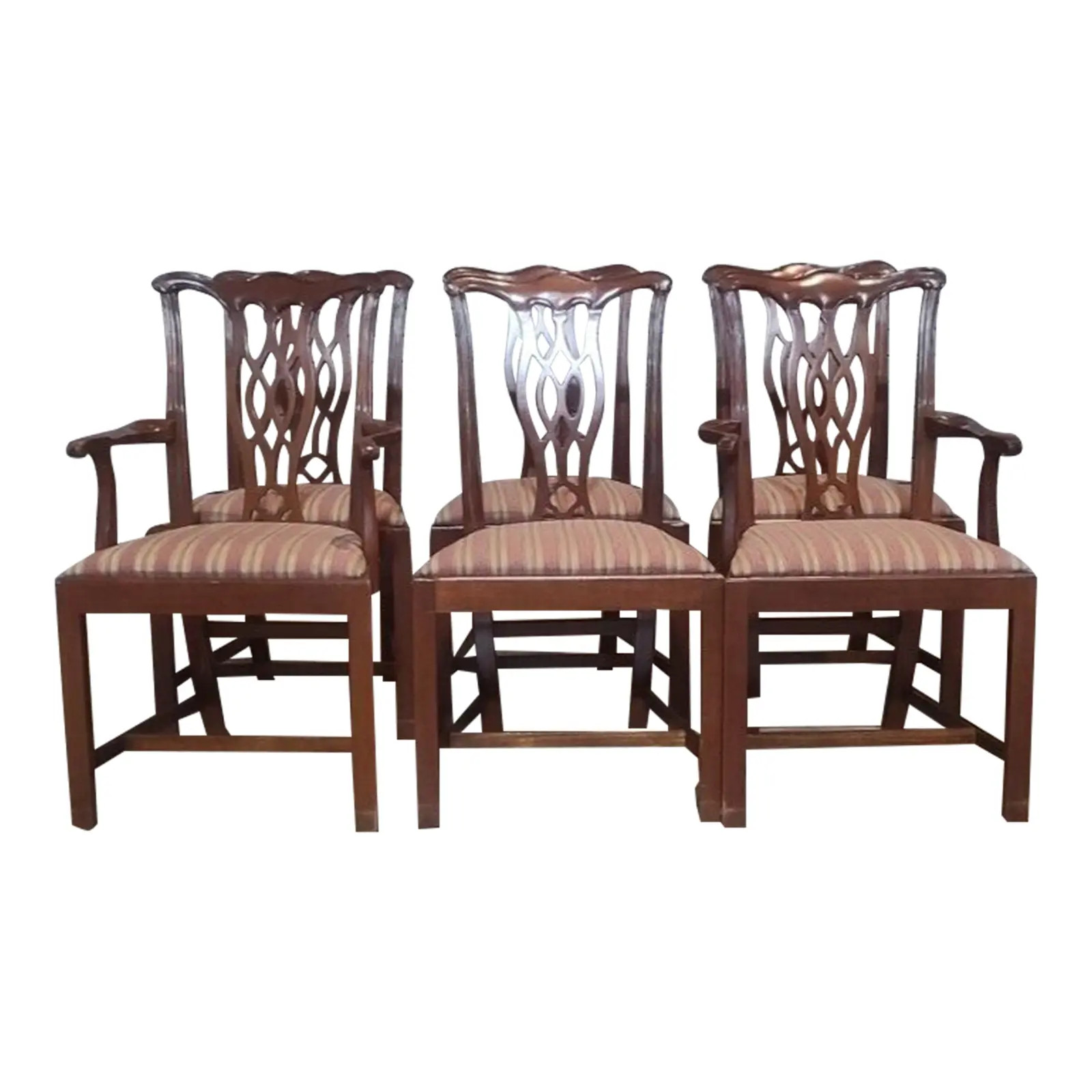 Hickory Chair Chippendale Style Solid Mahogany Dining Chairs - Set of 6 | Chairish