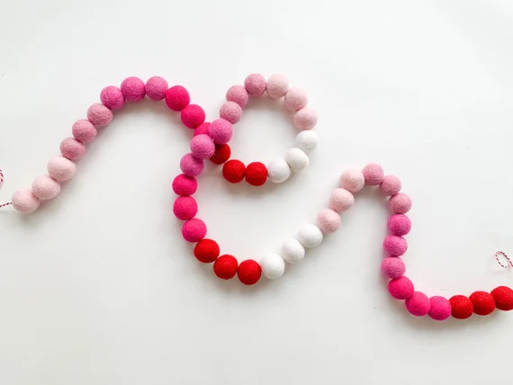 Ombre Valentine Felt Ball Garland, Bunting, Banner | Etsy (US)