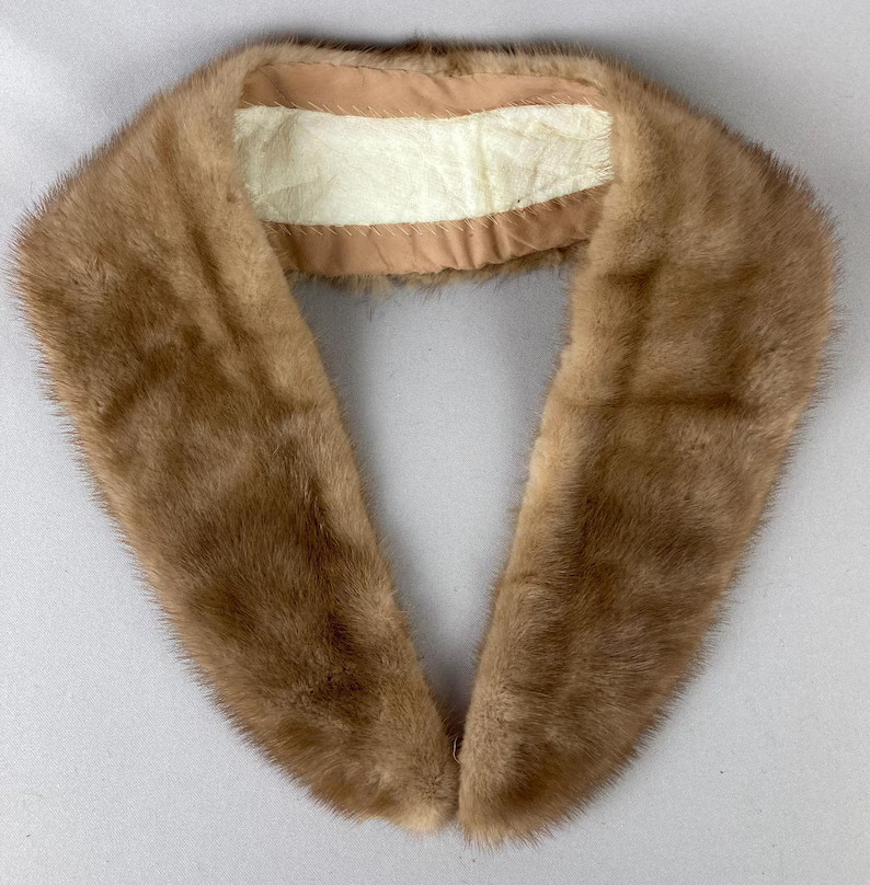 Vintage Fur Collar, Light Beige Fur, 5" Wide X 40" Long, Lined, for Sweater, Coat or Jacket, Poss... | Etsy (US)
