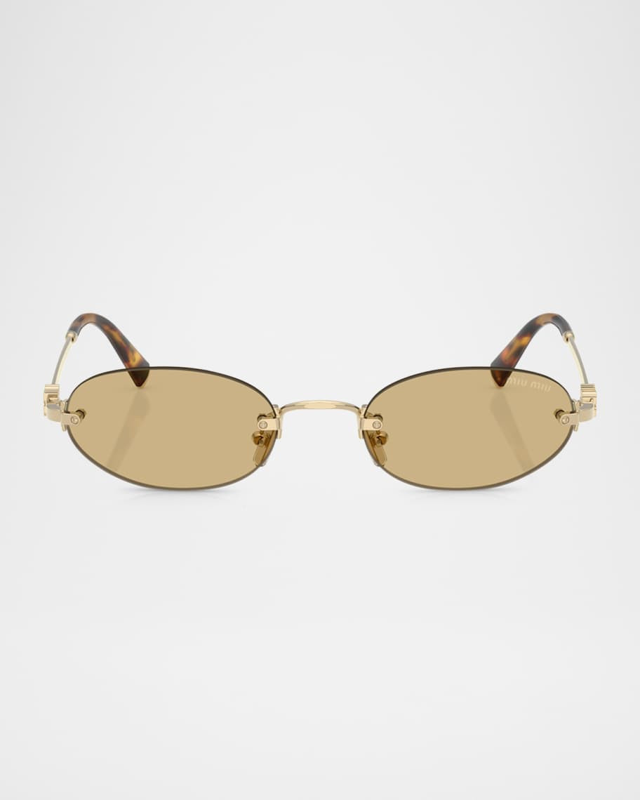 Miu Miu MU A54S Metal Oval Sunglasses | Neiman Marcus