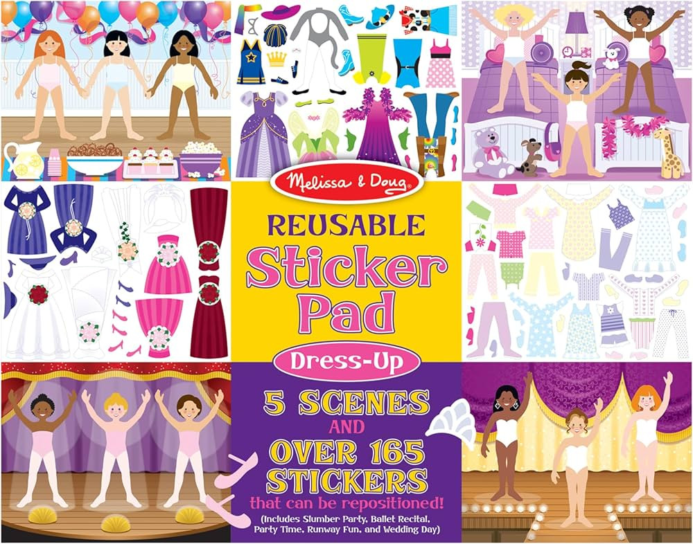 Melissa & Doug Reusable Sticker Pad: Dress-Up - 165+ Stickers Removable Stickers, Kids Fashion Ac... | Amazon (US)