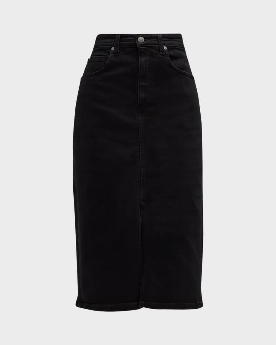 AG Jeans Tefi High-Rise Denim Midi Skirt | Neiman Marcus