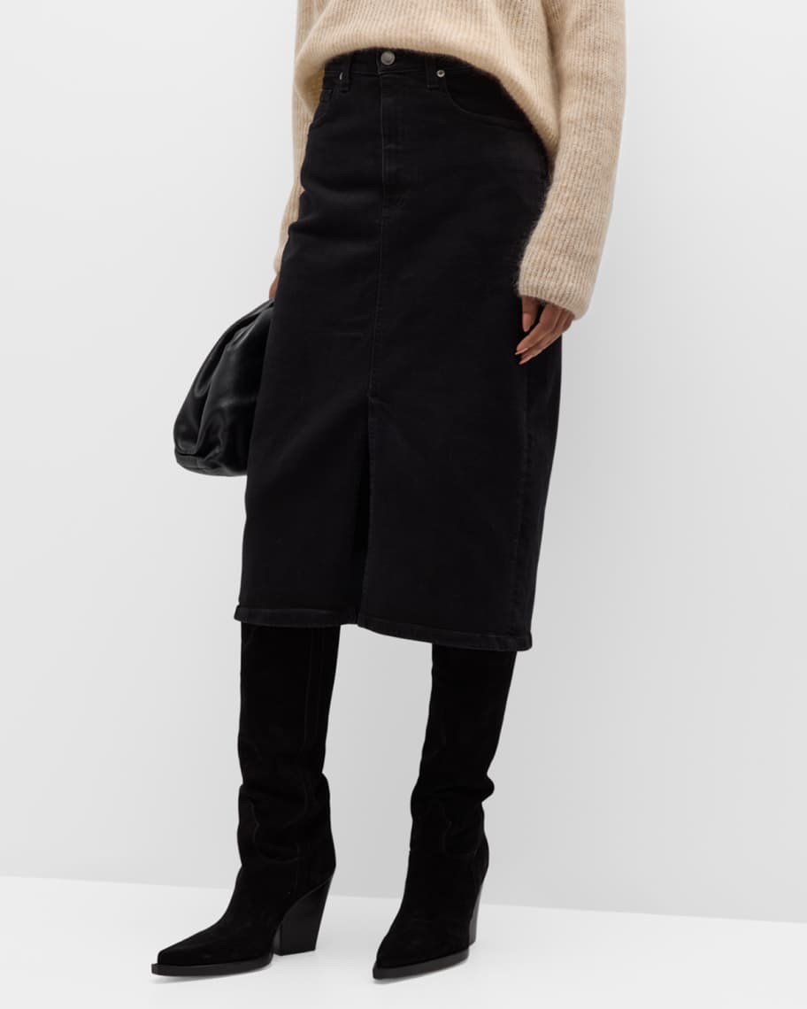 AG Jeans Tefi High-Rise Denim Midi Skirt | Neiman Marcus