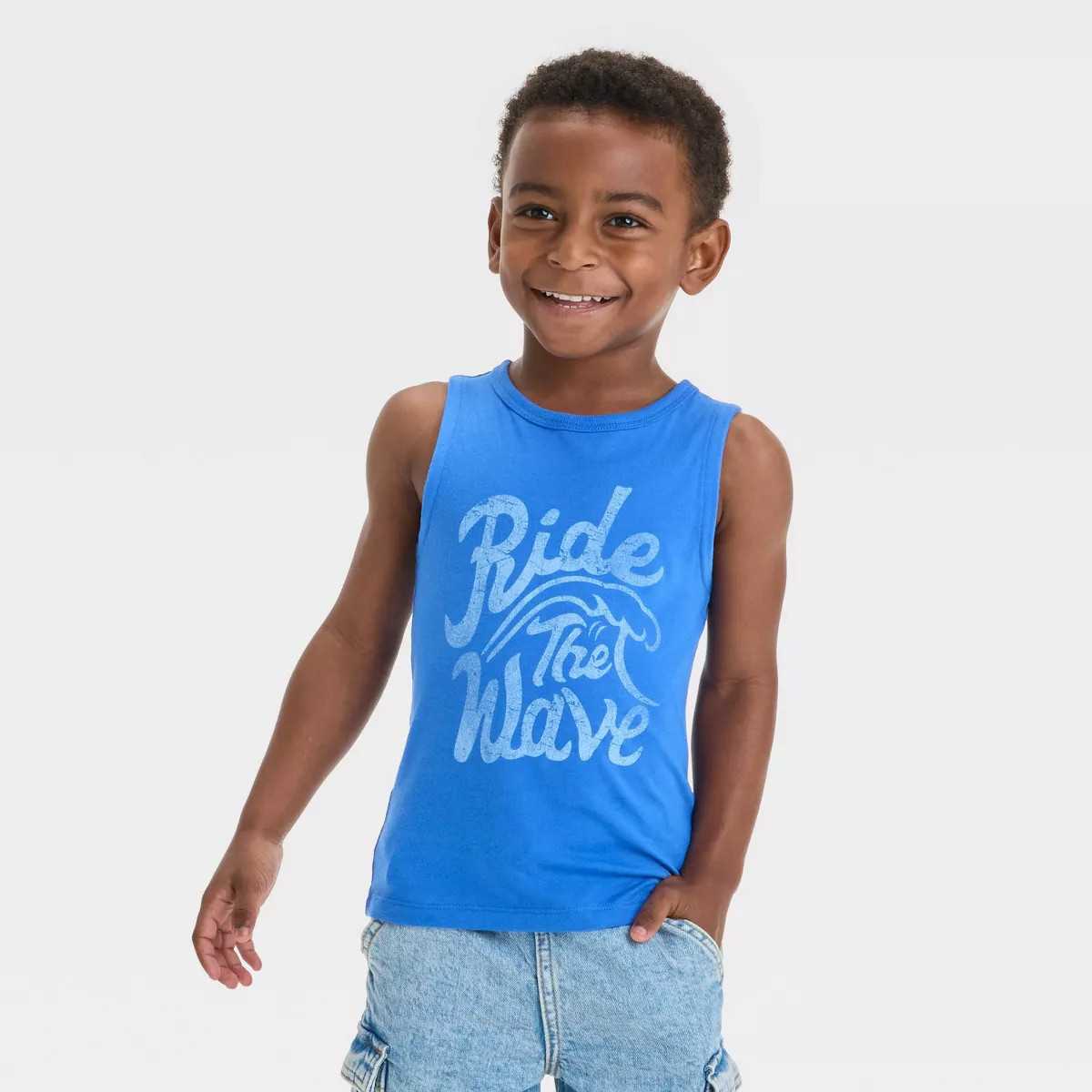 Toddler Boys' Short Sleeve Ride The Wave Tank Top - Cat & Jack™ Blue | Target