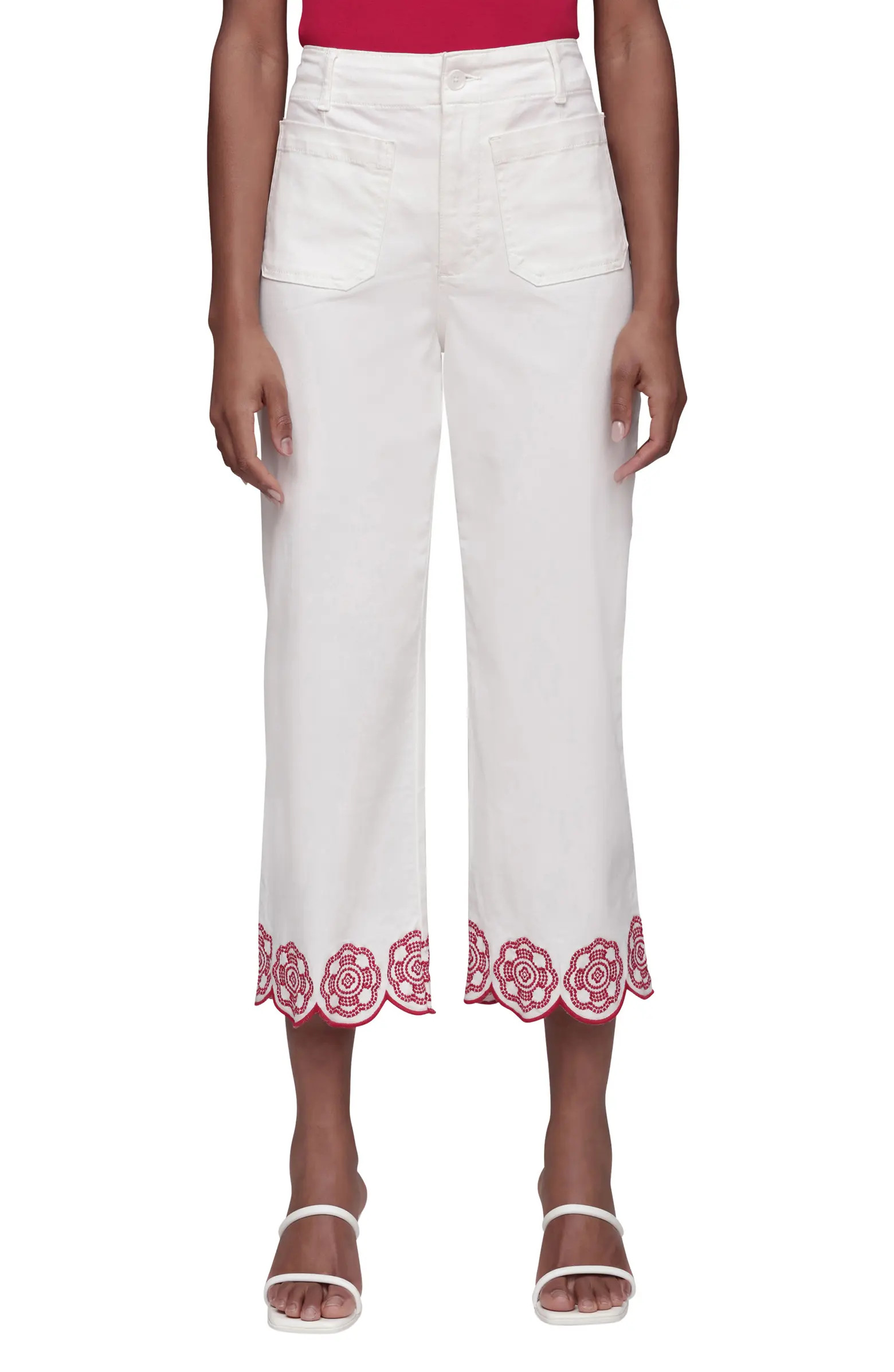 Wide Leg Crop Embroidered Pants | Nordstrom