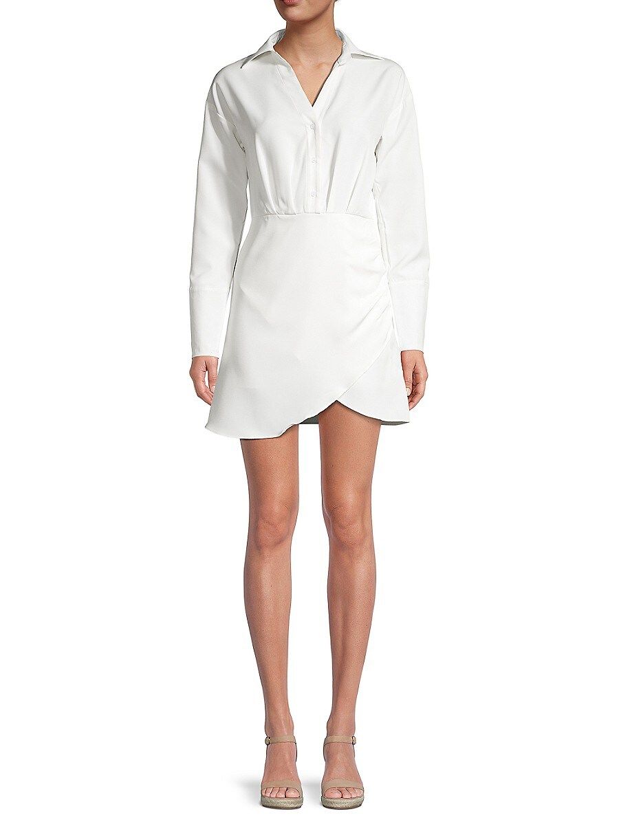 Lea & Viola Women's Tulip-Hem Mini Shirt Dress - White - Size XS | Saks Fifth Avenue OFF 5TH