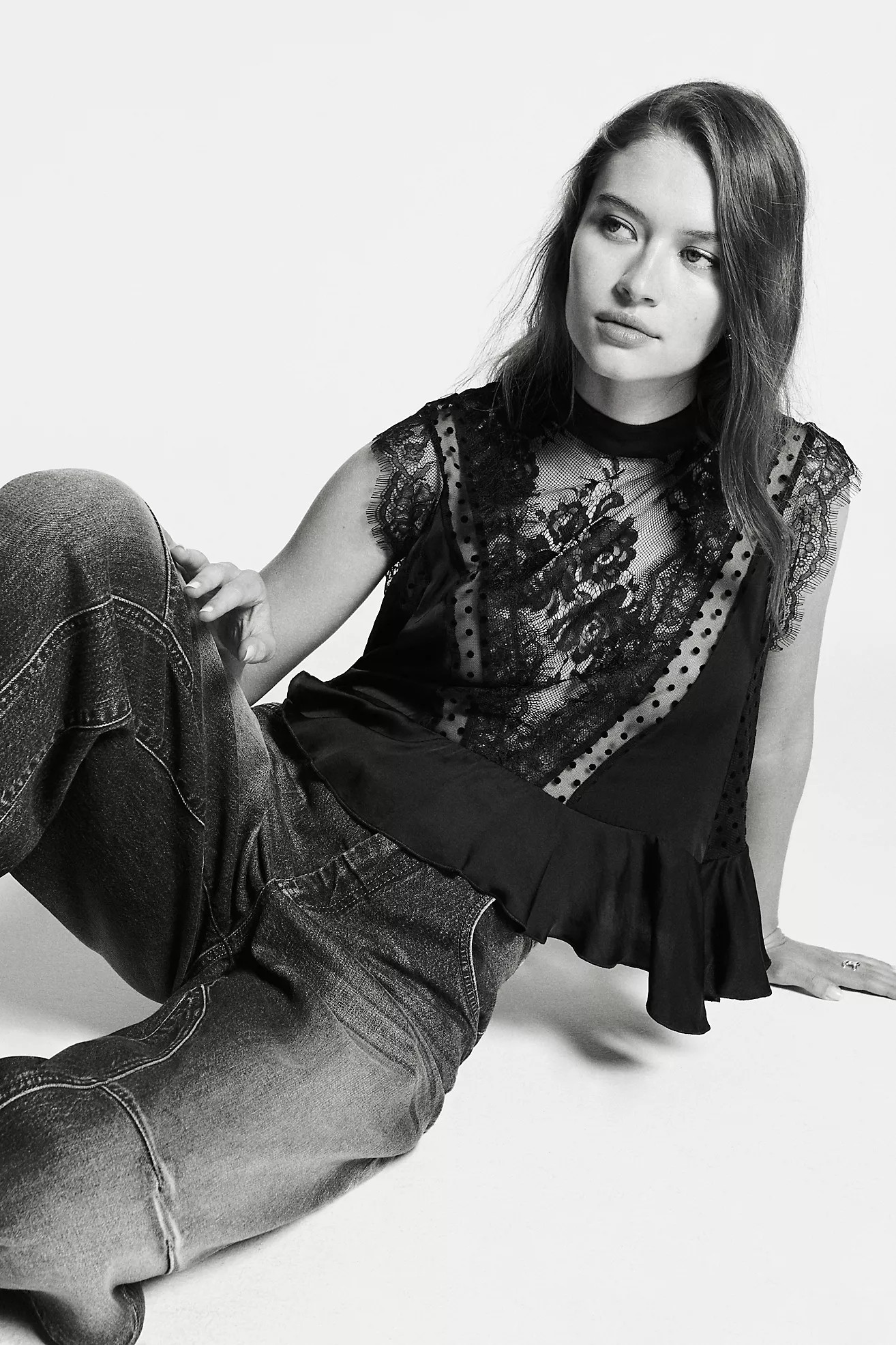 By Anthropologie Sheer Lace Peplum Blouse | Anthropologie (US)