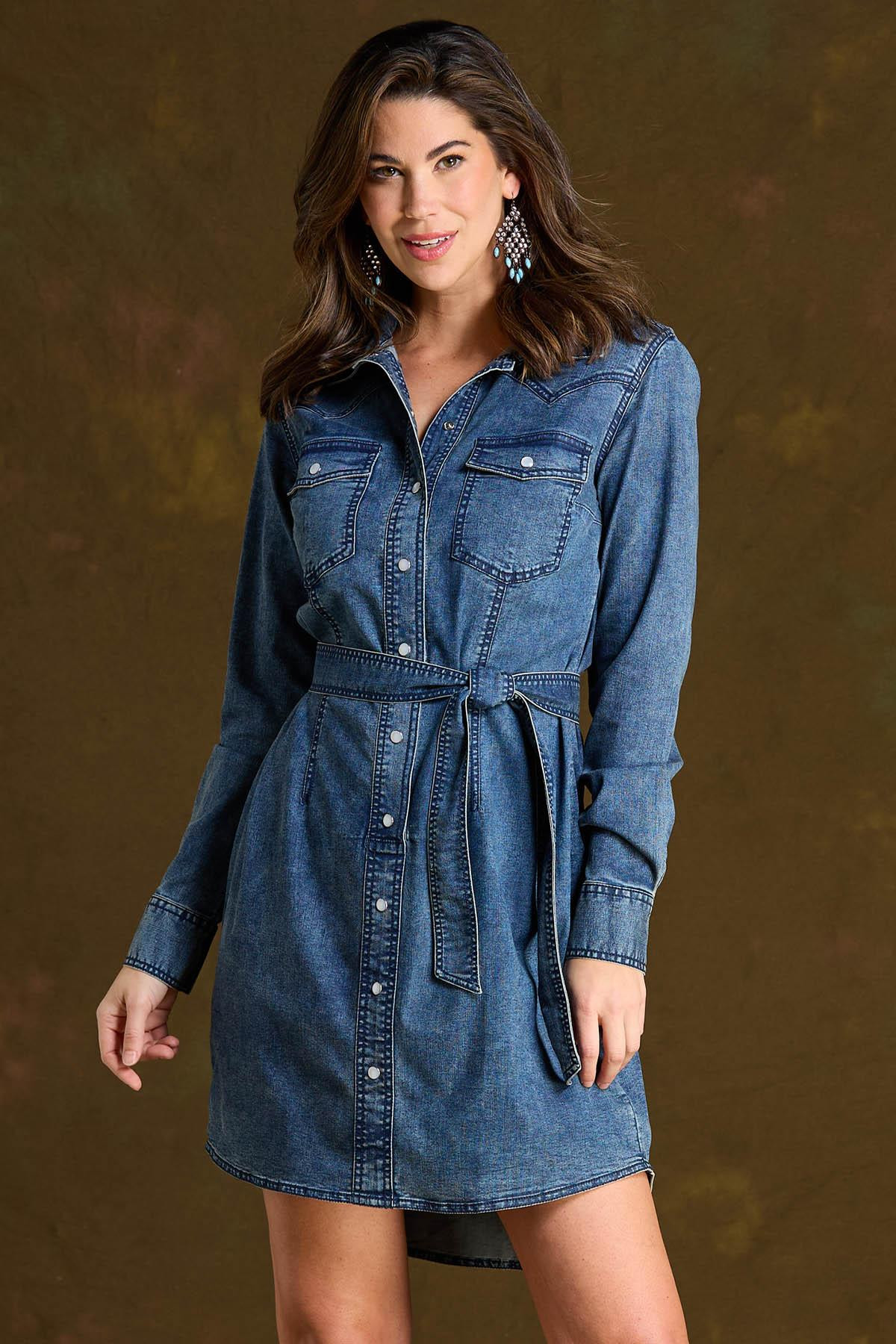 Tie Belted Denim Dress | Cato Fashions