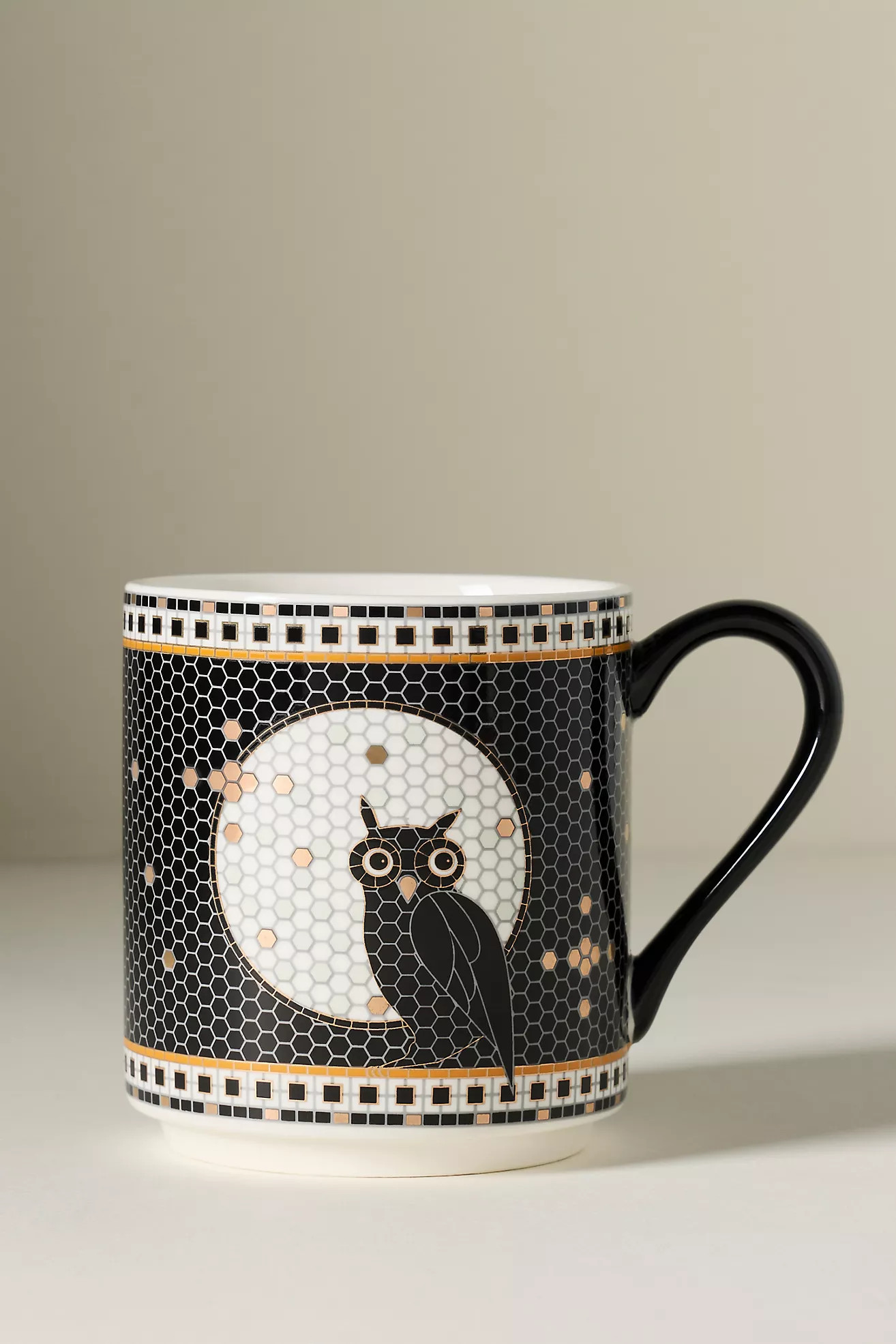 Bistro Tile Stoneware 24k Gold Accent Halloween Mug | Anthropologie (US)