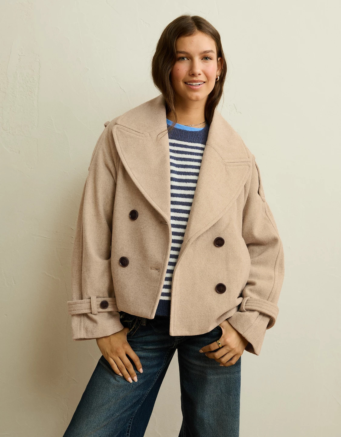 AE Short Wool-Blend Trench Coat | American Eagle Outfitters (US & CA)