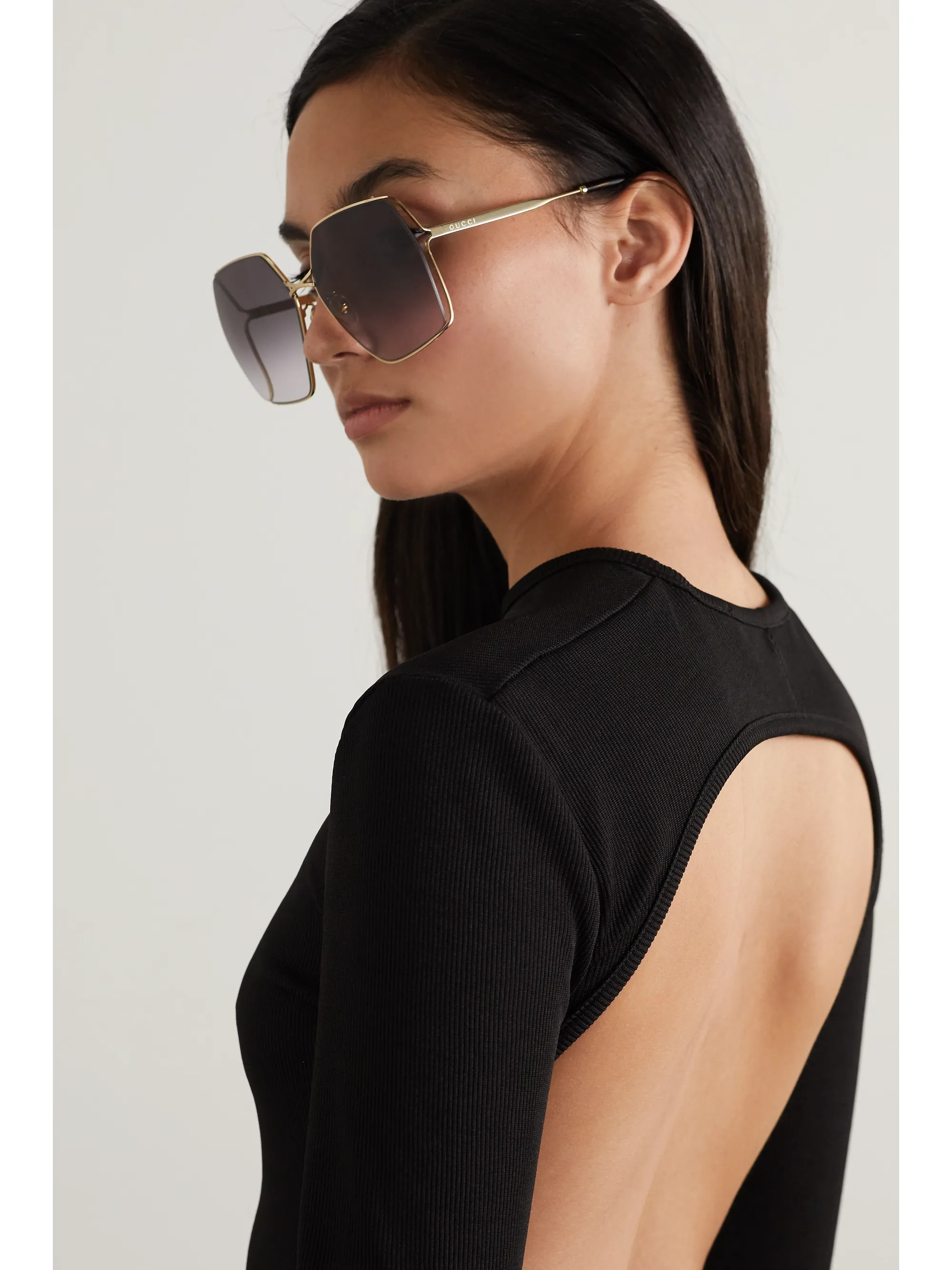 Gold Oversized hexagon-frame gold-tone and acetate sunglasses | Gucci | NET-A-PORTER | NET-A-PORTER (UK & EU)