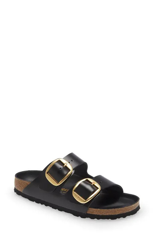 Birkenstock Arizona Big Buckle Slide Sandal in High Shine Black at Nordstrom, Size 5-5.5Us | Nordstrom