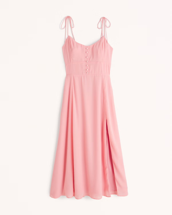 Tie-Strap Corset Midi Dress | Abercrombie & Fitch (US)