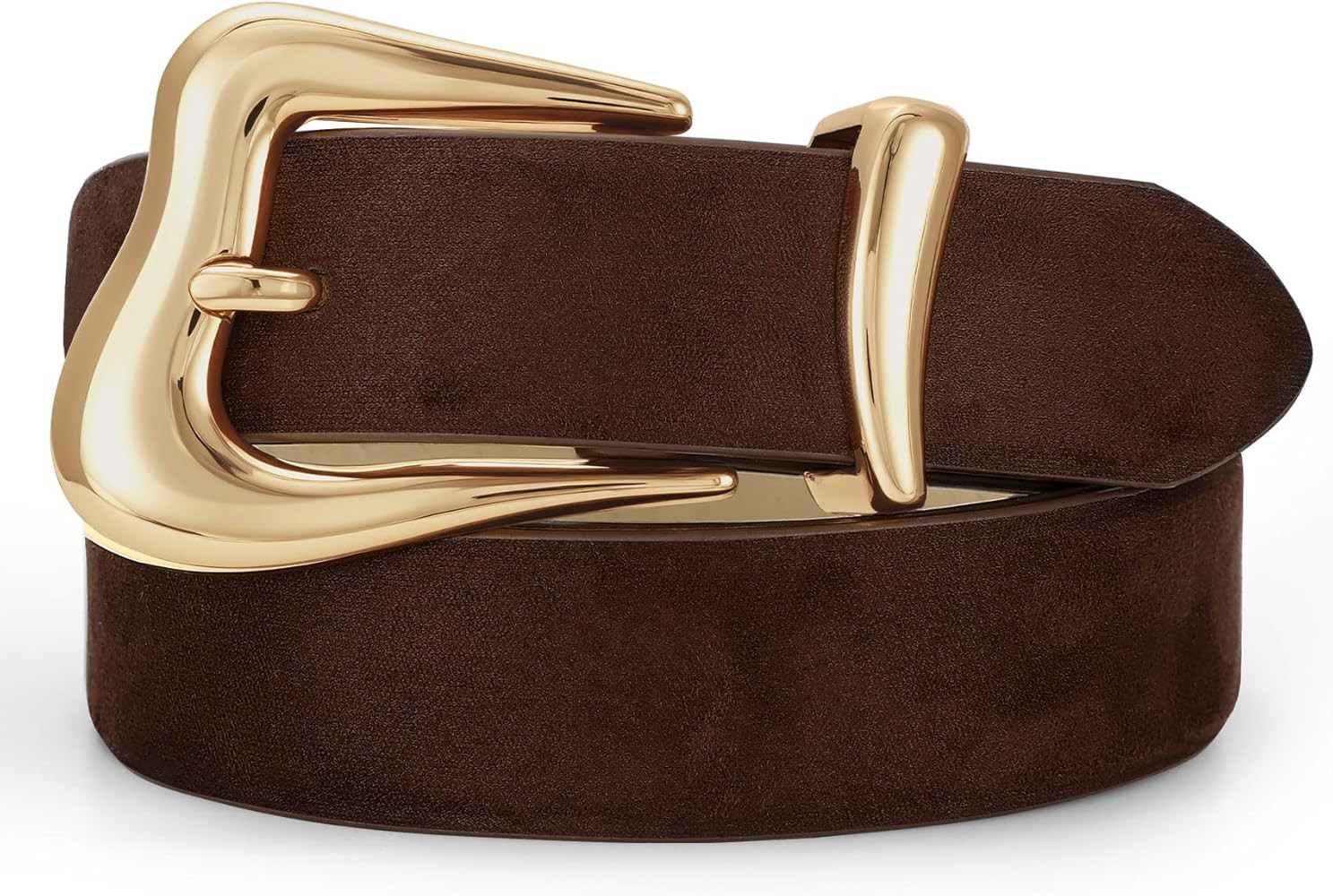 TRIWORKS Women Leather Belt with Gold Buckle Fashion Ladies Leather Waist Belt for Jeans Pants | Amazon (US)