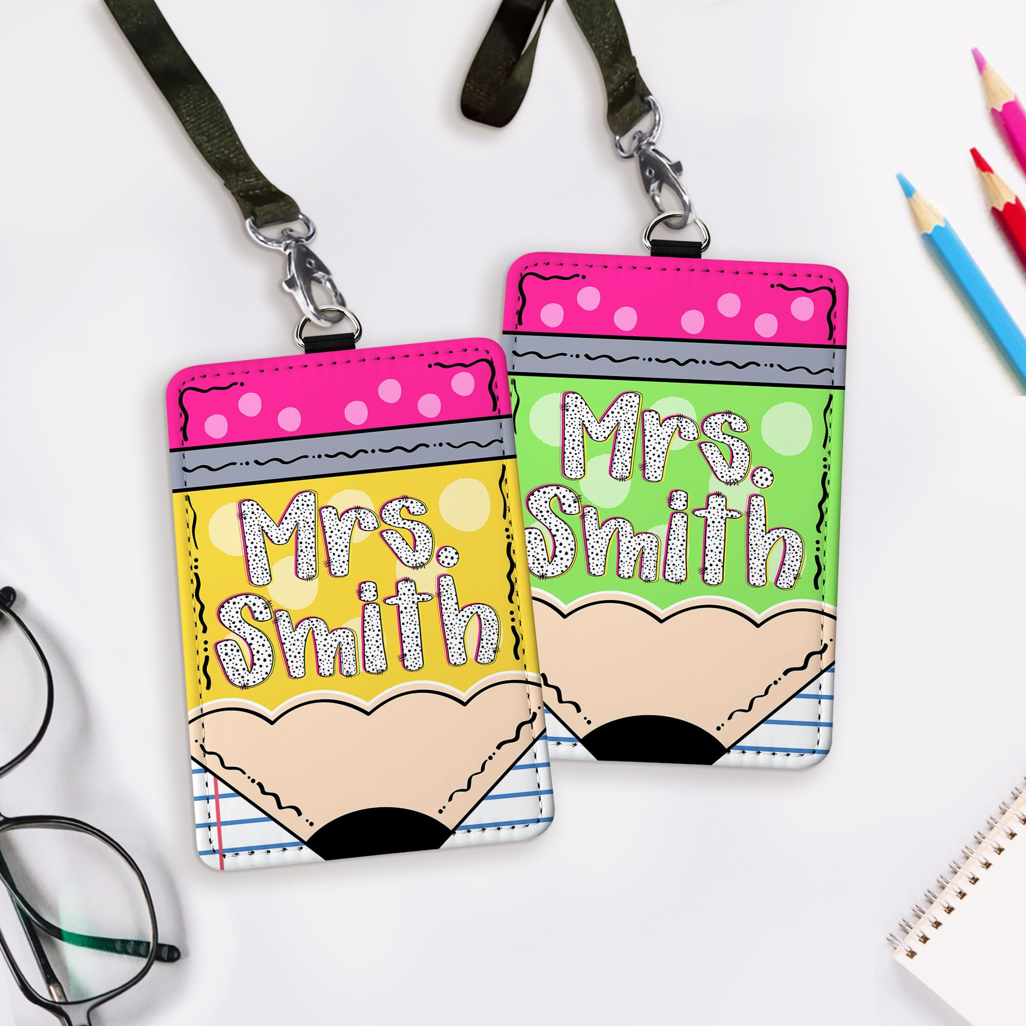 Personalized Teacher ID Badge Holder with Lanyard – Custom Badge Holder ID Name Tag for Classro... | Amazon (US)