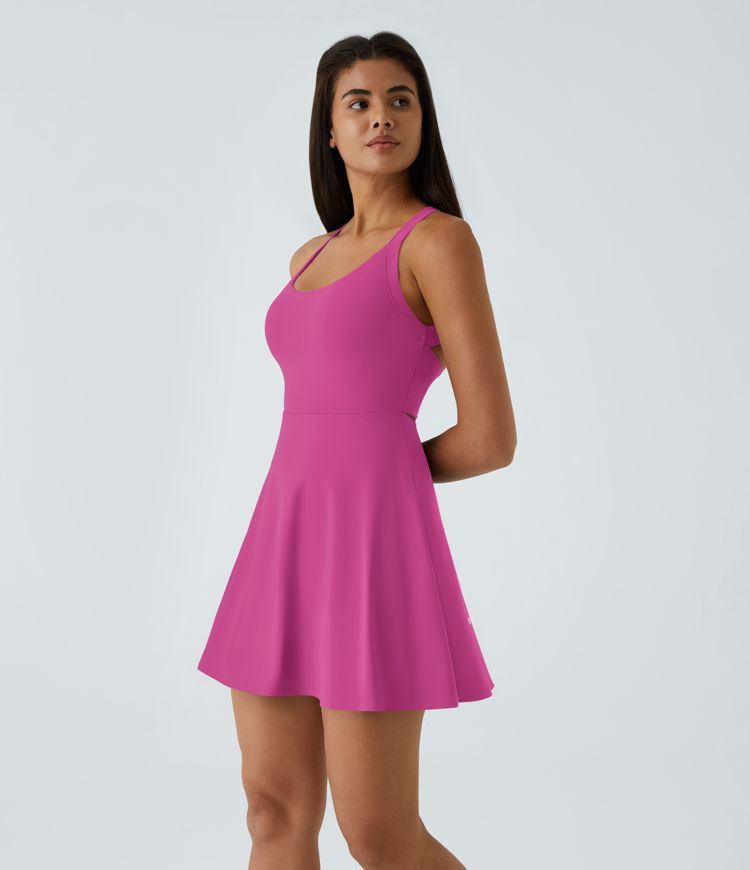 Women’s Backless Twisted Flare Dance Active Dress-Longer Length-Easy Peezy Edition - Halara | HALARA