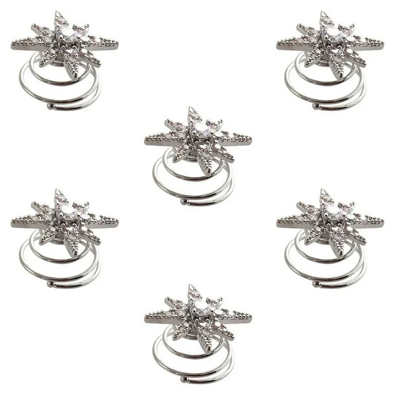 Believe by Brilliance Fine Silver Plated Cubic Zirconia Hair Coils Star Motif, 6 Pieces | Walmart (US)