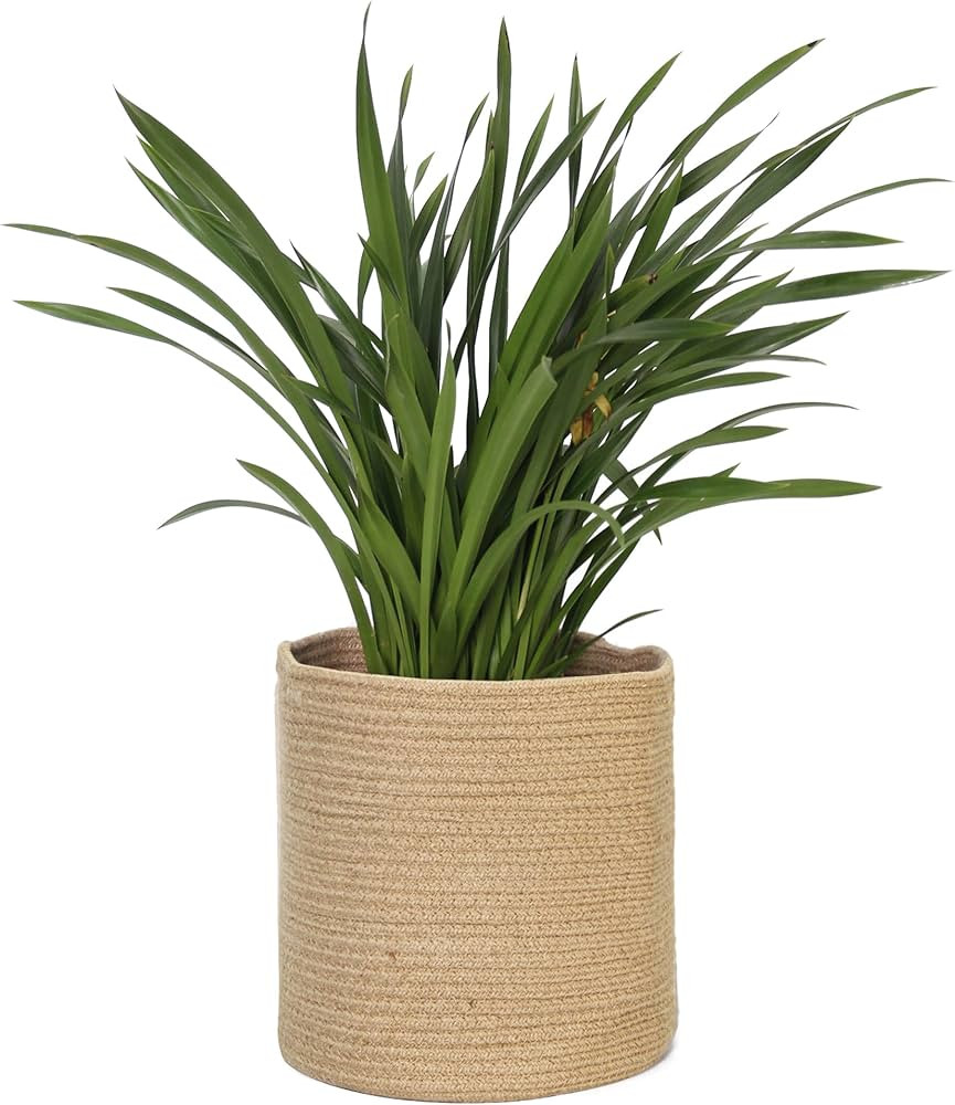 Woven Jute Plant Basket, Wicker Basket Planter for 10 inch Pot, Round Indoor Tree Pot Cover, Smal... | Amazon (US)