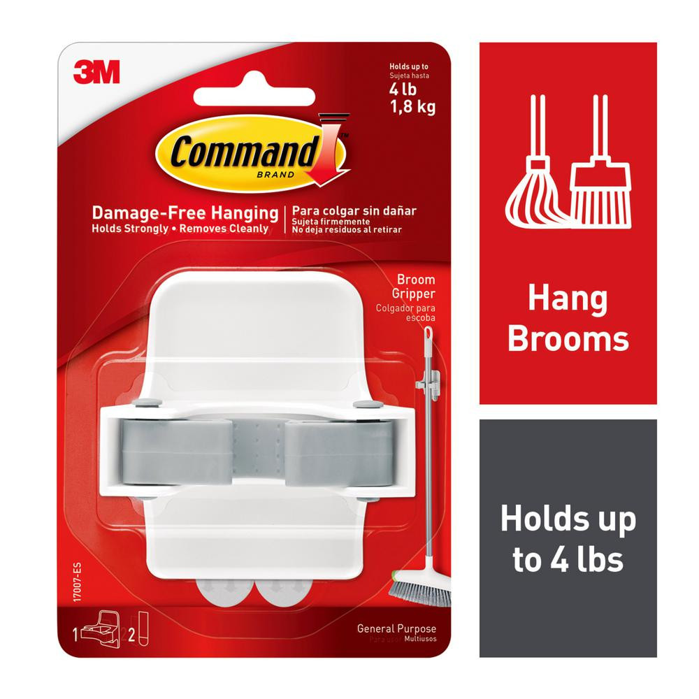Command Broom Gripper (1 Gripper) (2 Strips), White | The Home Depot