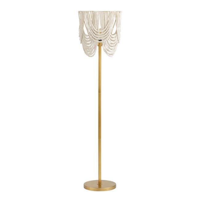 Whitewashed Wood Draped Bead Floor Lamp | World Market