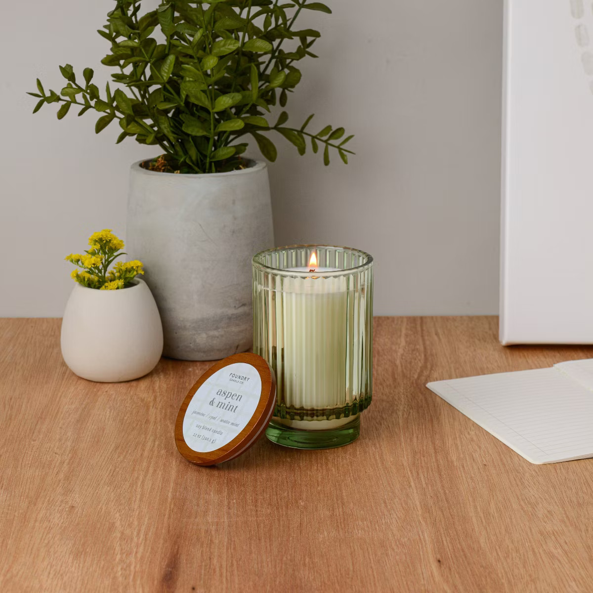 Foundry Candle Co. Tinted Glass Jar Candle with Lid Aspen Mint 12oz | Target