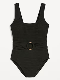 Belted Crochet One-Piece Swimsuit for Women | Old Navy (US)