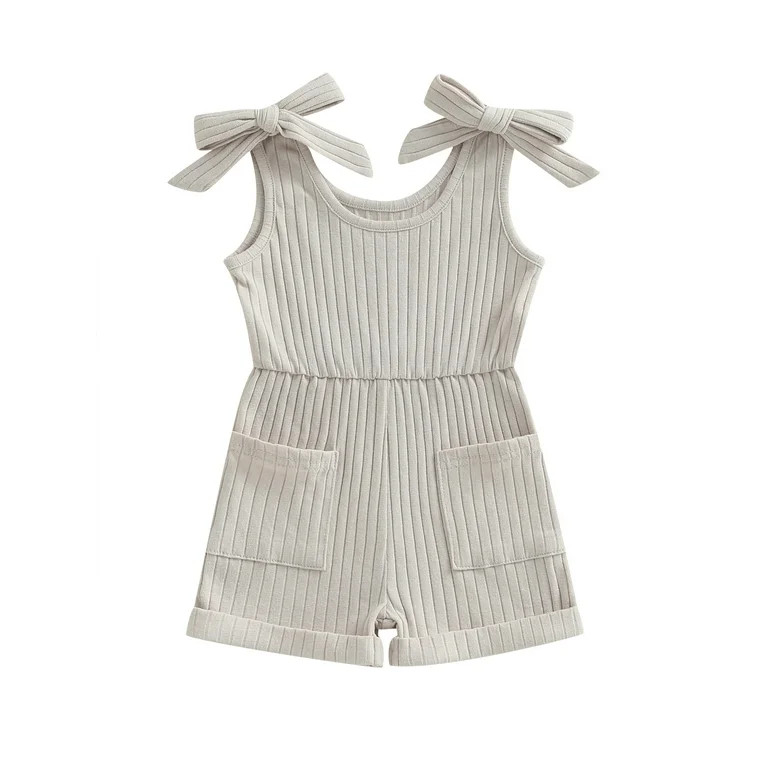 Wassery Toddler Girls Romper Pants Sleeveless Ribbed Short Jumpsuit Pants 6M 12M 24M 2T 3T 4T Bab... | Walmart (US)