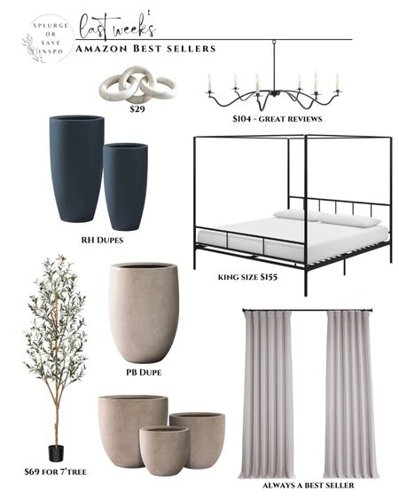 Amazon home. Amazon home finds. Canopy bed. Tall planter concrete. Tall olive tree. Faux linen curtains neutral. Marble chain. Home decor. Black chandelier. 

#LTKhome #LTKsalealert #LTKFind