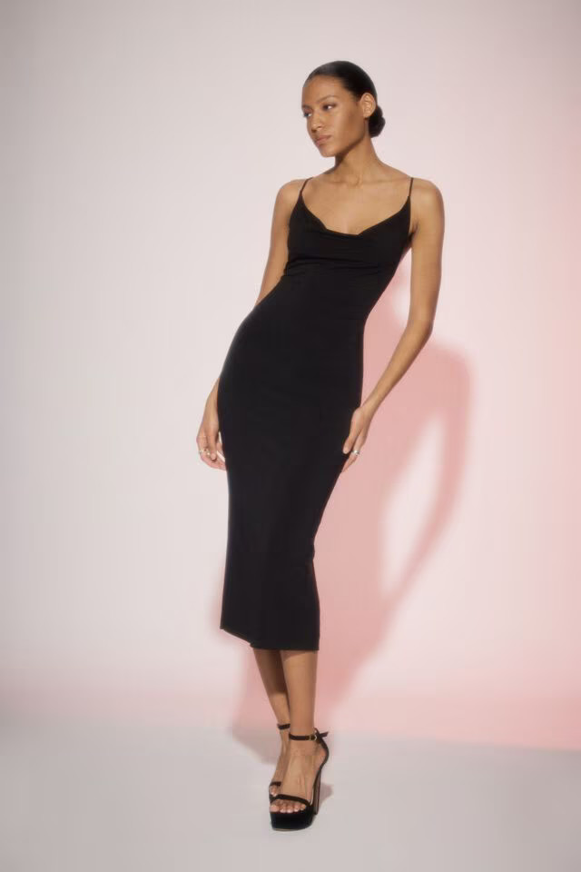 Sculpt Cowl Neck Midi Dress | Dynamite Clothing