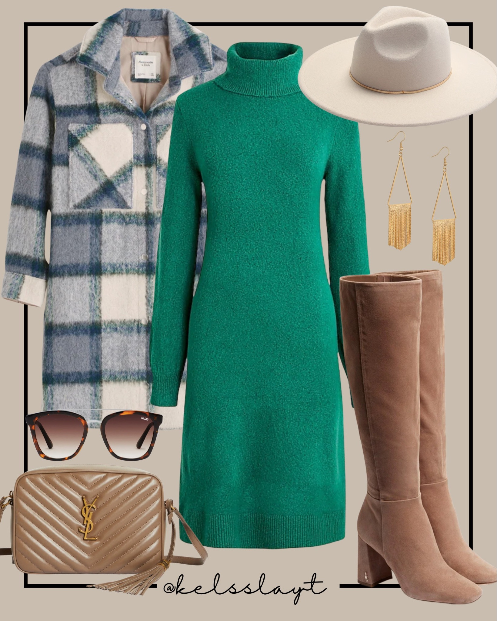 Outfit idea, Abercrombie, plaid coat, sweater dress, J. Crew Factory, Sam Edelman boots, ysl camera bag, uncommon James, fall outfit, fall fashion 

#LTKsalealert #LTKunder100 #LTKSeasonal