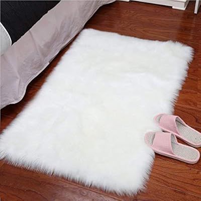YJ.GWL Super Soft Faux Sheepskin Fur Area Rugs for Bedroom Floor Shaggy Plush Carpet Faux Fur Rug... | Amazon (US)