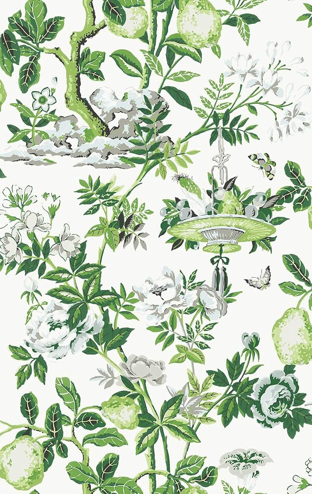 Scalamandre SCS3841 Verdance Shantung Garden Self Adhesive Wallpaper, Multicolor , Green | Amazon (US)
