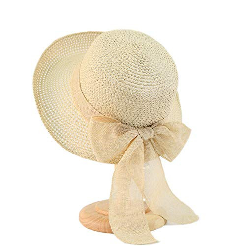 Cyiecw Summer Beach Straw Hats for Women Floppy Sun Hat Wide Brim Cap Fashionable UV UPF50 Travel Hats Packable Cotton Beige | Amazon (US)