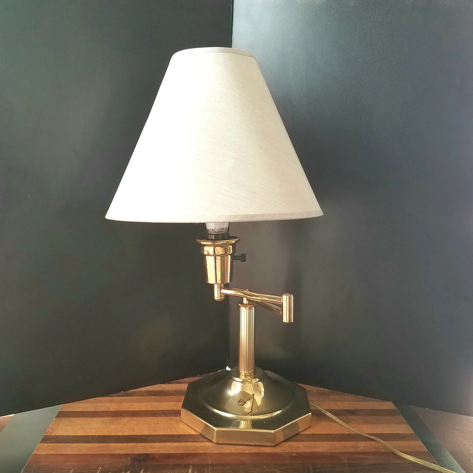 Vintage Gold Tone Swing Arm Table Lamp, 3 Way Adjustable Reading Lamp, Desk Lamp | Etsy (US)