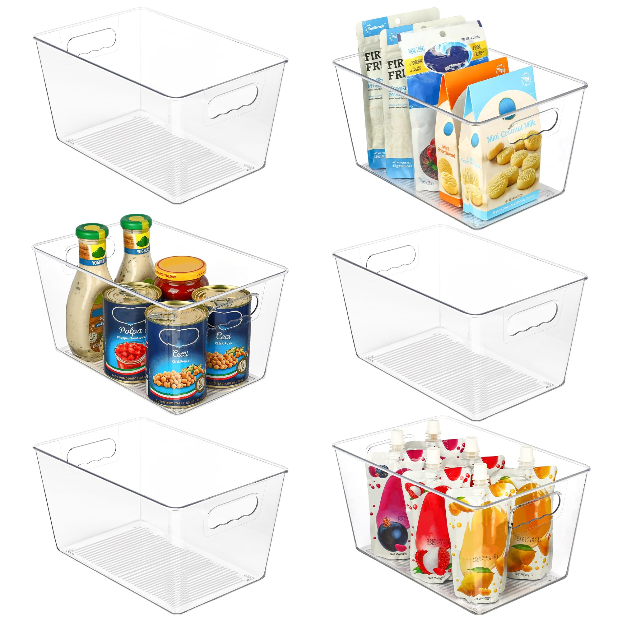 Vtopmart Clear Plastic Storage boxes, 6 PCS Storage Baskets with Handle for Bathroom, Kitchen Cup... | Amazon (UK)