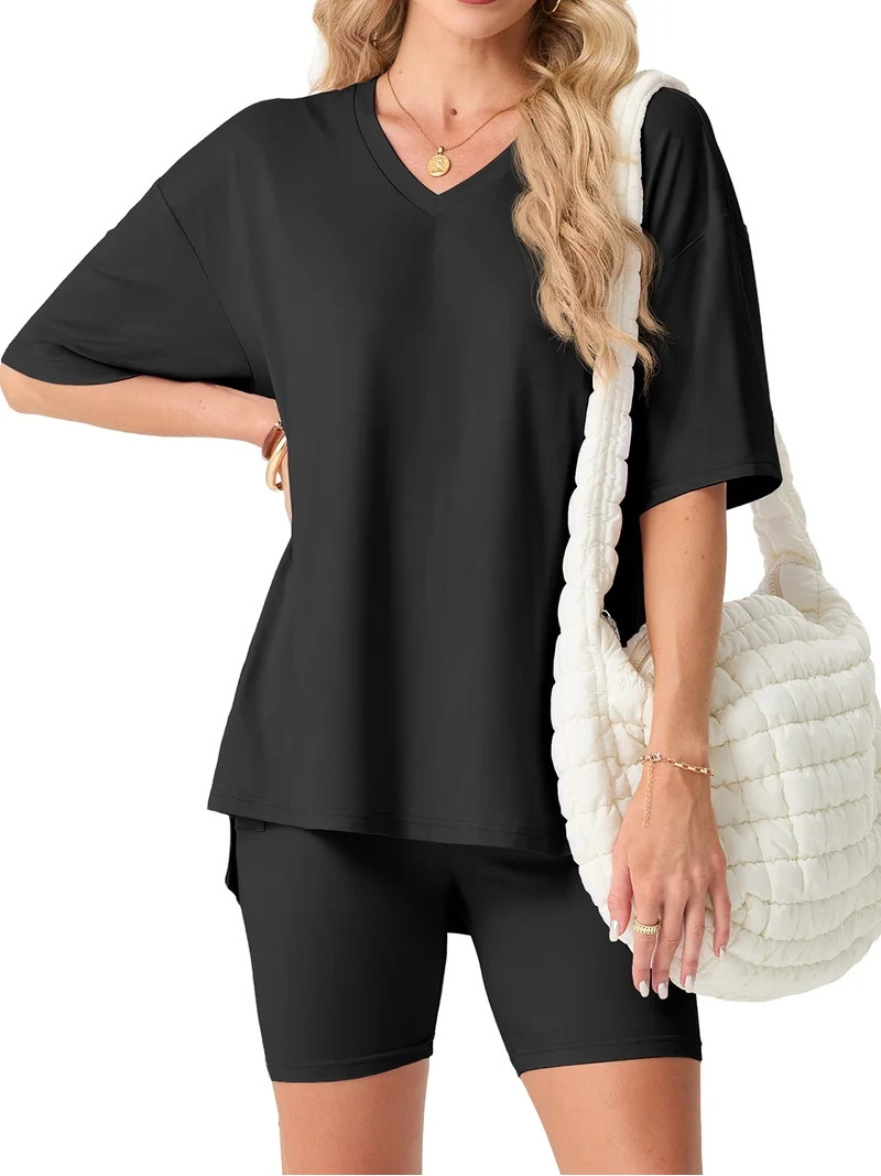 Cueply 2 Piece Sets for Women Summer Outfits Lounge Set Casual Matching Clothing Oversized T-Shir... | Walmart (US)