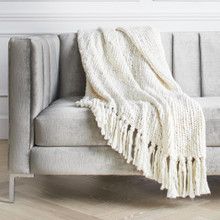 Haven Throw - Ivory Throw blanket Amazon best sellers farmhouse finds daily deals hallway finds | Z Gallerie