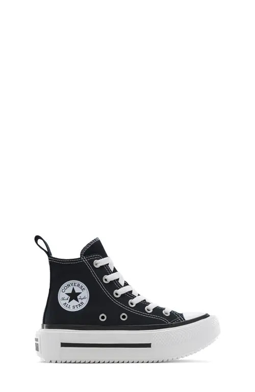 Converse Kids' Chuck Taylor® All Star Lift Duo Stack High Top Platform Sneaker in Black/white/egret at Nordstrom, Size 3 | Nordstrom