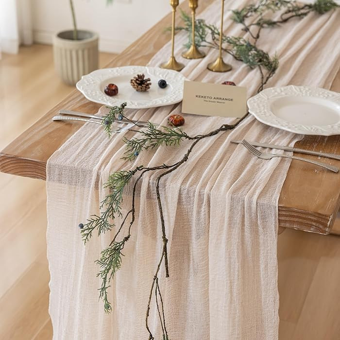 Beige Gauze Rustic Cheesecloth Table Runner 120 Inch 10 FT for Wedding Baby Shower Bridal Shower ... | Amazon (US)