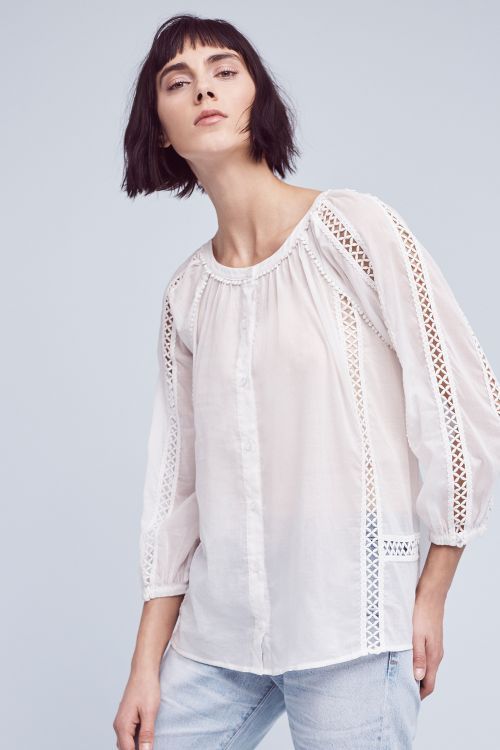 Marceley Lace Peasant Top | Anthropologie (US)